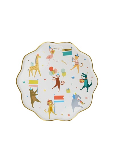 Meri Meri - Animal Parade Dinner Plates - Hayvan Geçit Töreni Tabaklar L 8'li