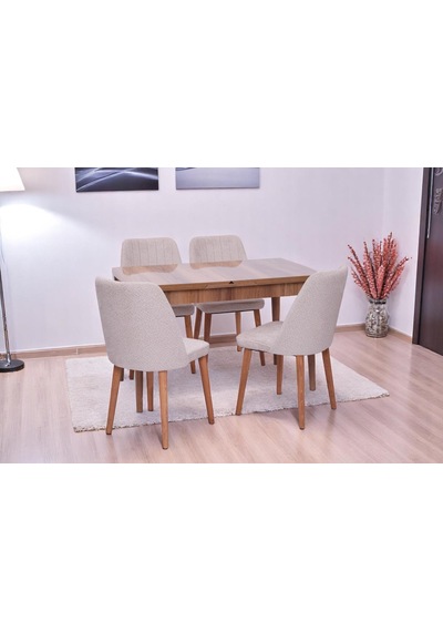 Nehir Milano Mdf Lak Panel Açılır Mutfak Masa Takımı 75x130cm Ceviz