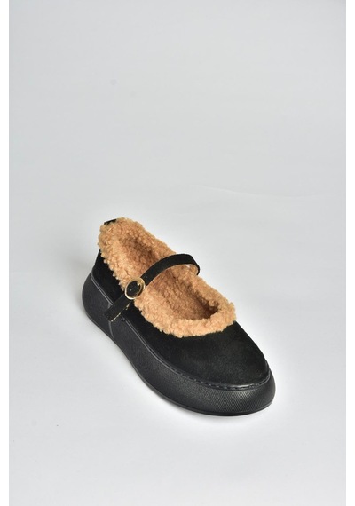 Fox Shoes V811269502 Siyah Süet İçi Kürklü Günlük Kadın Ayakkabı Siyah