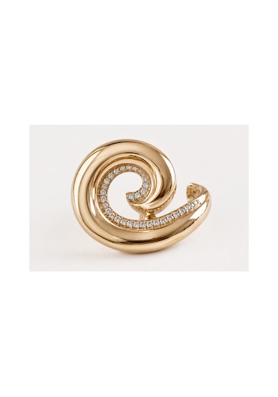 Spira Altın Renk Spiral Tasarım Gold Zirkon Taşlı Ayarlanabilir Yüzük
