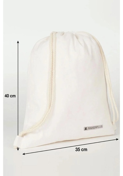Rakerplus Krem 35x40 Cm Unisex Ham Bez Büzgülü Sırt Ayakkabı Çantası Natural