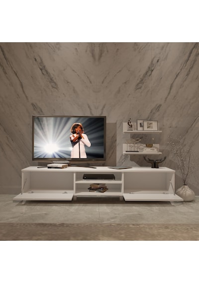 Decoraktiv Eko 4 Mdf Dvd Retro Tv Ünitesi Tv Sehpası Beyaz