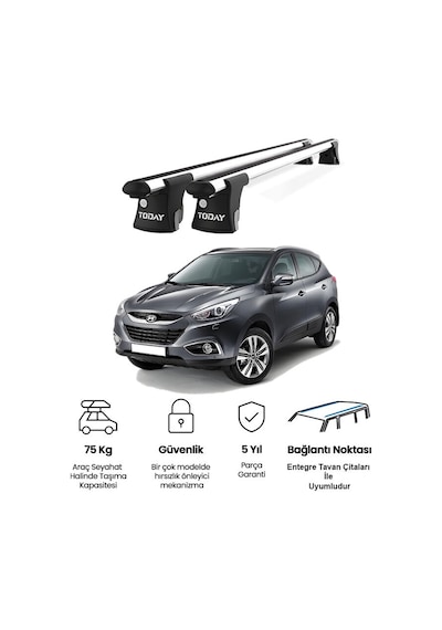 Trio-ıı Hyundai İx35 2010 Ve Sonrası Uyumlu Kilitli Ara Atkı 135cm Port Bagaj Tavan Barı