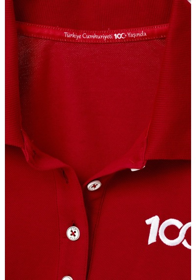 Msw Kadın Uzun Kollu Türkiye Cumhuriyeti 100.yıl Özel Polo Yaka T-shirt Kirmizi