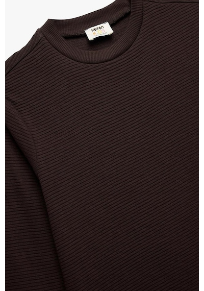 Koton Erkek Çocuk Pamuklu Uzun Kollu Bisiklet Yaka Basic Sweatshirt Kahve