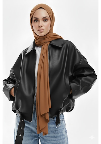 Meecy Geniş Kolu P&b Bomber Ceket Siyah Siyah