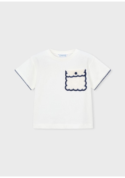 Mayoral Kız Çocuk Örgü Detaylı Tshirt Krem