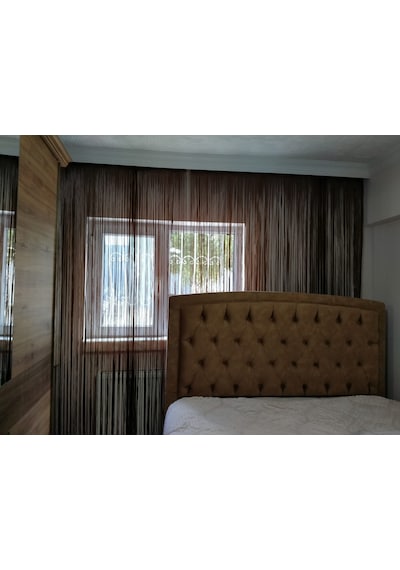 İp Model Kahverengi Renk İp Perde 180 Cm En 280 Cm Boy 2 Mm Şeritler Halinde Hazır İp Perde Kahve Rengi