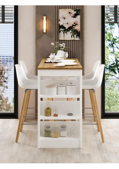 Shelfy Bar Raflı Yemek Masası Safir Meşe Safir Meşe