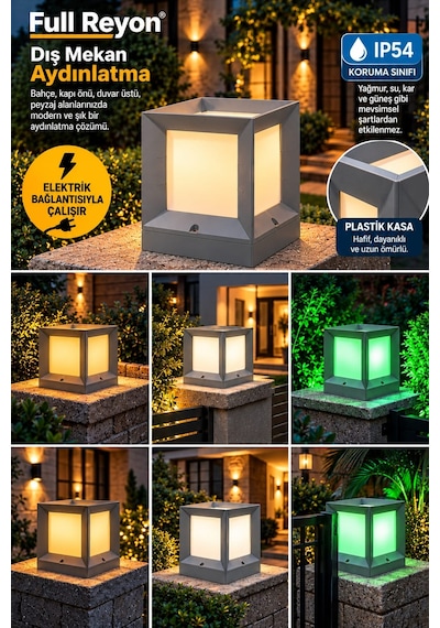 Gri Renk E27 Duylu Elektrikle Çalışır Set Üstü Bahçe Duvar Apliği, Duvar Üstü Modern Armatür