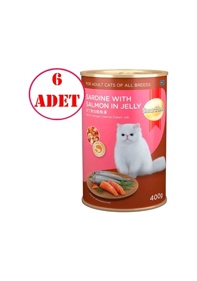 Smart Heart Kedi Konservesi Jöle İçinde Somon Ve Sardalyalı 400 Gr 6 Ad