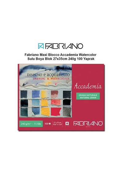 Fabriano Maxi Blocco Accademia Watercolor Sulu Boya Blok 27x35cm 240g 100 Yaprak Çok Renkli