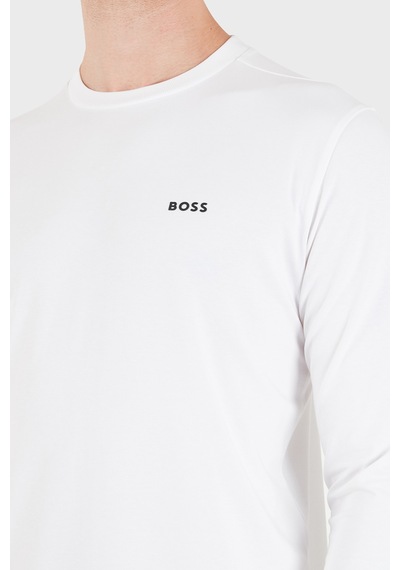 Boss Logolu Regular Fit Bisiklet Yaka Uzun Kollu Sweat Erkek Sweat 50506365 100 Beyaz