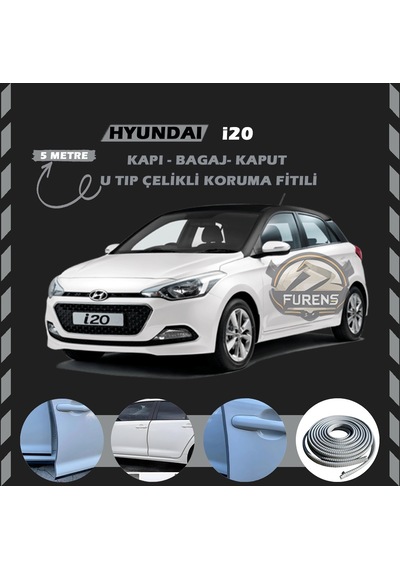 Hyundai İ20 Oto Araç Kapı Koruma Fitili 5metre Parlak Gri Renk