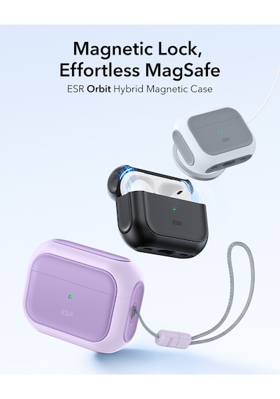 Apple AirPods Uyumlu Pro 3 2025 Orbit Hybrid Manyetik Halolock Magsafe Kılıf Lavanta