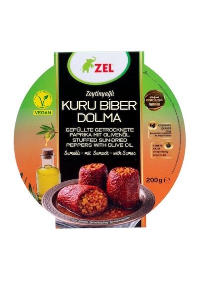 Kuru Biber Dolması Zeytinyağlı Sumaklı 200 G X 3 Adet Ödüllü Dolma, Geleneksel Türk Lezzeti