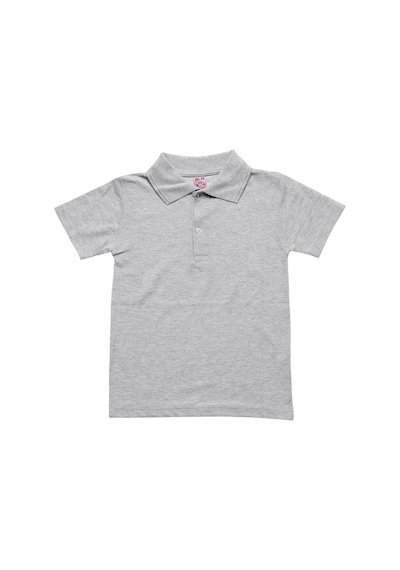Gri Kısa Kol Düz Renk Yakalı 6-17 Yaş Çocuk Okul Lakos Tişört Polo Yaka T-shirt Gri