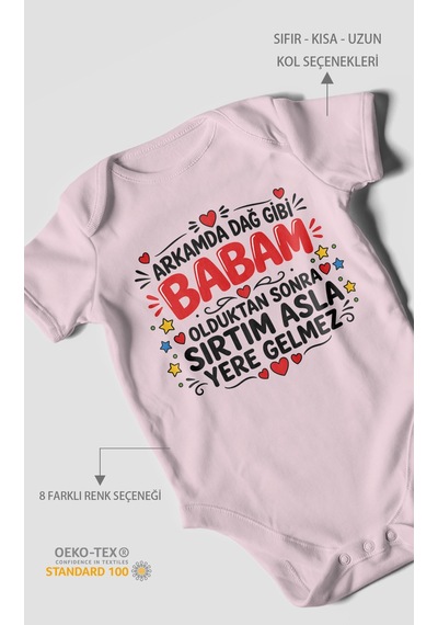 Morivokids Babaya Özel Kısa Kollu Bebek Body %100 Pamuk Zbn286-kk Bebe Pembe