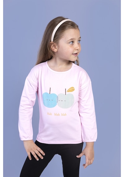 Toontoy Kids Toontoy Kız Çocuk Baskılı Kol Ucu Lastikli Sırtı Nakış Detaylı Tişört Açık Pembe