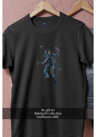 Bahriyeli Collection Oversize Rise Of The Tomb Raider Shadow Tasarımlı Unisex T-shirt Siyah