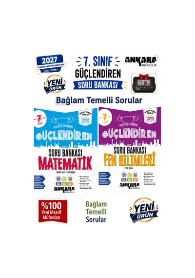2027 7.sınıf Güçlendiren M-f %100 Maarif Bağlam Temelli Yeni Müfredat Soru Bankası Seti+kronometre 2 Kitap