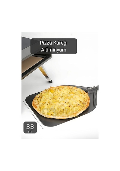 Pizza Küreği Alüminyum Lahmacun Küreği Saplı Fırın Küreği Asılabilir 33 Cm Çaplı