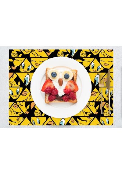 Adawall Home Tweety Face Kumaş Amerikan Servis 4'lü Set 35x50cm Sarı - Siyah