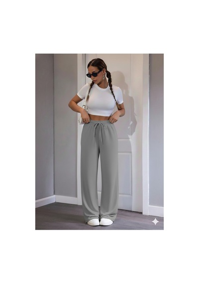 Stil X Kadın Baggy Model Eşofman Altı / 3 İplik Şardonlu Gri