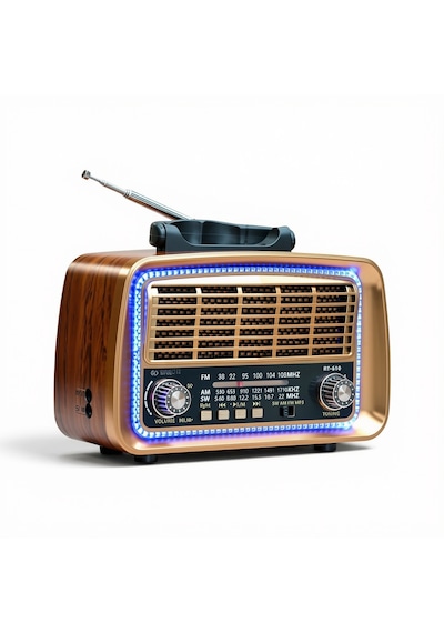 Rt-610 Nostaljik Güneş Panelli Radyo,ledli Trend Tasarım Bluetooth Nostalji Radyo
