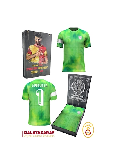 Gsstore Galatasaray Lisanslı Muslera Match Day Çocuk T-shirt Kişiye Özel Ahşap Kutulu Yeşil