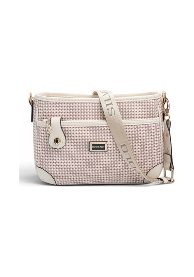 Silver & Polo Silver Polo Bordo - Kemik Kaz Ayağı Ekose Kadın Çapraz Çanta Sp1160