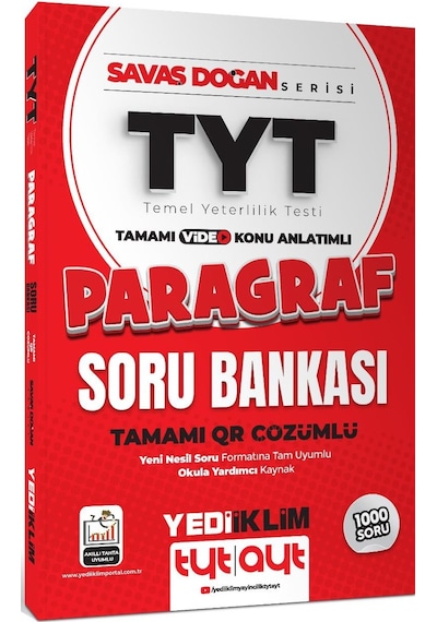 Yediiklim Yayınları 2025 Tyt Savaş Doğan Serisi Tamamı Video Konu Anlatımlı Qr Çözümlü Paragraf Soru Bankası
