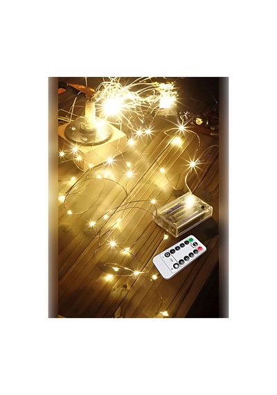 10 Metre Gün Işığı Kumandalı Pilli Peri Led 8 Fonksiyonlu Uzaktan Kumandalı Dekoratif Peri Led Gün Işığı