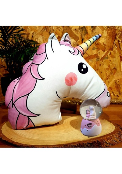 3d Unicorn Puf Yastık Ve Ayı Bobo Renk Değiştiren Işıklı Müzikli Kar Küresi