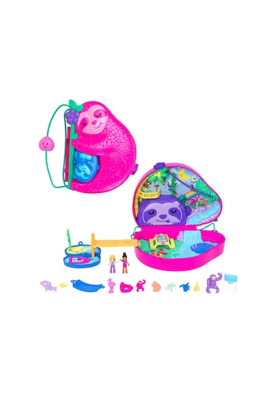 Polly Pocket Tembel Hayvan Ailesi 2'si 1 Arada Kompakt Çanta HRD40