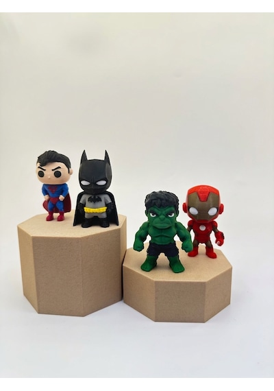Süper Kahraman Oyuncak Figürleri 4adet Superman Batman Hulk Ironman 7cm Marvel