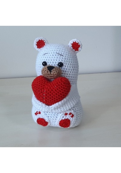 Amigurumi Örgü Oyuncak Sevgili Ayı Kalpli
