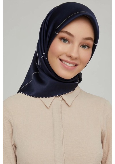 Armine Dj Saf İpek Eşarp 8655d T Nostalji Twill -05 Lacivert