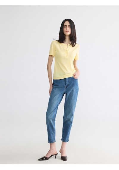 LC Waikiki Lc Waıkıkı İndigo Mom Fit Kadın Jean Pantolon