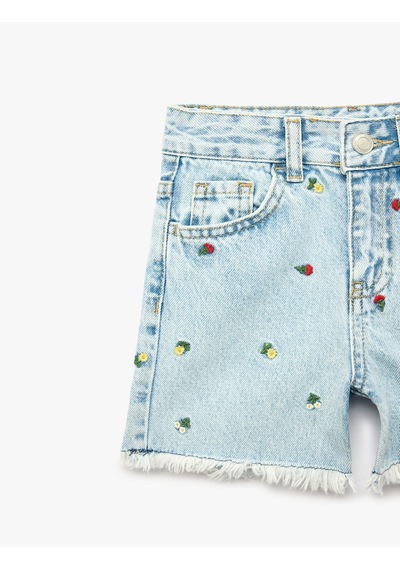 Koton Çiçekli Nakış Detaylı Cepli Püsküllü Denim Şort Lıght Indıgo 6skg40119ad Açık Mavi Koton Çiçekli Nakış Detaylı Cepli Püsküllü Denim Şort Lıght Indıgo 6skg40119ad Açık Mavi