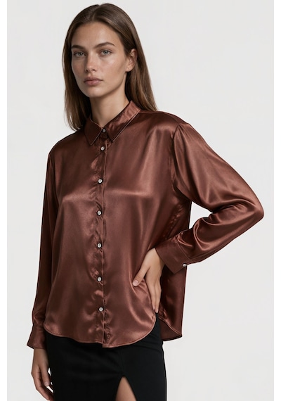 Hiccup Msn Kadın Polyester Likralı Tişört Kahverengi