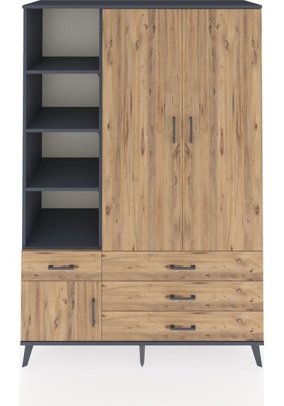 Hyperion Dolap 5 Raflı 4 Çekmeceli Tek Askılı 132x44x195 Antrasit-çam/çam Atlas Çam/atlas Çam Hyperion Dolap 5 Raflı 4 Çekmeceli Tek Askılı 132x44x195 Antrasit-çam/çam Atlas Çam/atlas Çam