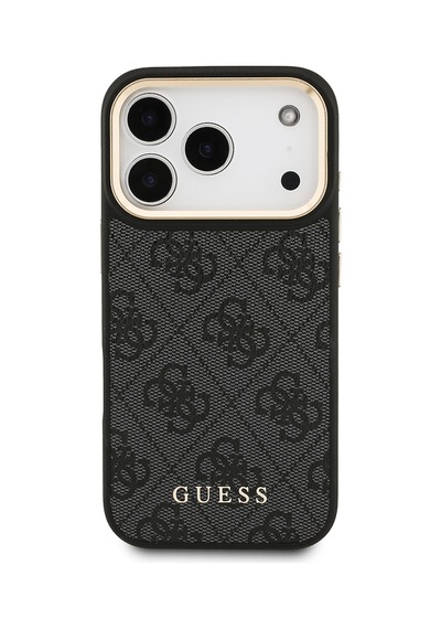 Apple Uyumlu iPhone 17 Pro Kılıf Guess Lisanslı M-safe Özellikli Askılı Ve 4g Logo Kartlıklı Kapak Siyah Siyah