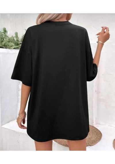 Kozia Outdoors Malkoçbey Papatya Baskılı Oversize Unisex Basic T-şhirt Siyah SIYAH
