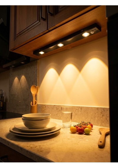 Dolap Raf İçi Mutfak Tezgah 3 Renkli Aydınlatma Hareket Sensörlü 40 Cm Led Şarjlı .