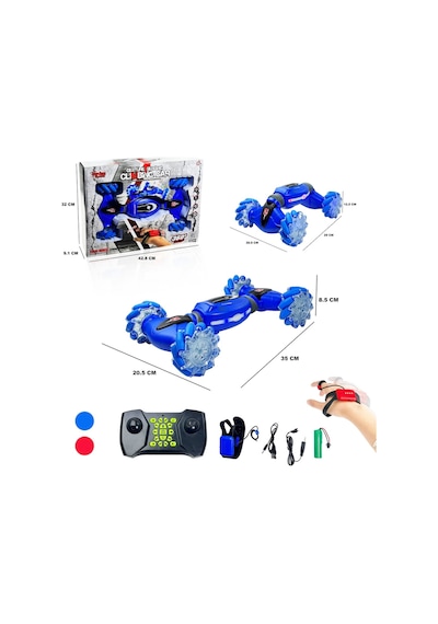 Bilekten Kontrollü Full Fonksiyon 2.4ghz Şarjlı Akrobat Araba - Mavi Genel
