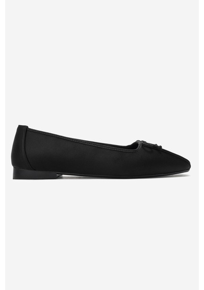 Luvi Shoes Alıa Siyah Saten Fiyonklu Kadın Babet Ayakkabı