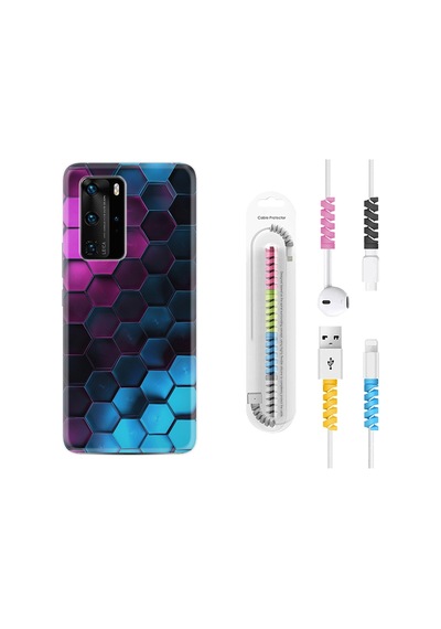 Huawei P40 Pro Kılıf Kablo Koruyuculu Petek 1825