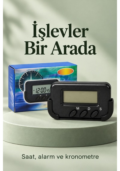 Araç İçi Dijital Saat Alarmlı Ve Kronometreli Araba Saati