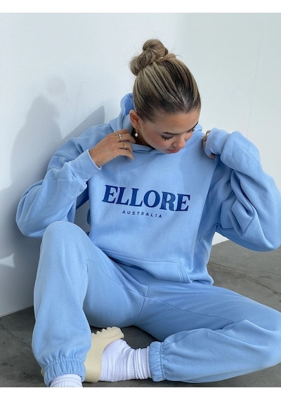 Ellore Australia Eşofman Takımı Sweatshirt Jogger - Bebe Mavisi Baskılı Oversize Şardonlu Kapüşonlu Bebe Mavisi Ellore Australia Eşofman Takımı Sweatshirt Jogger - Bebe Mavisi Baskılı Oversize Şardonlu Kapüşonlu Bebe Mavisi